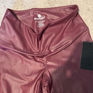 90 Degree By Reflex Burgundy Active Leggings